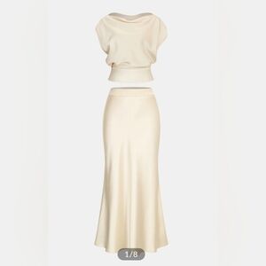 Commense Satin Cowl Neck Set LARGE